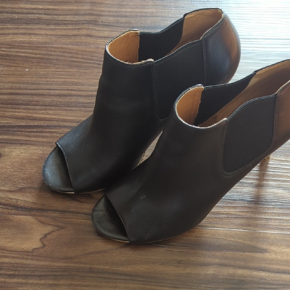 Coach Black Heeled Boots with Peep-Toe Design - Picture 1 of 12